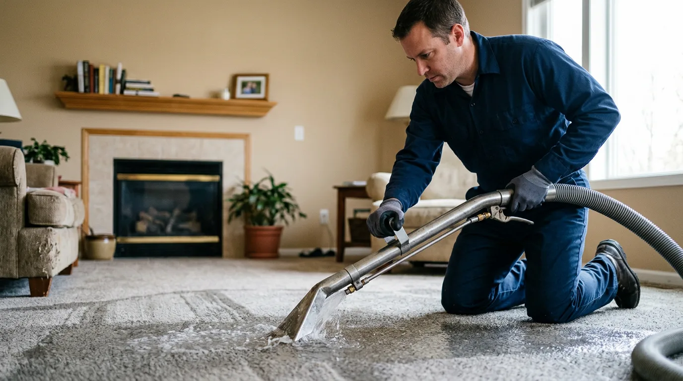 Water damage restoration technician working near Paterson, NJ